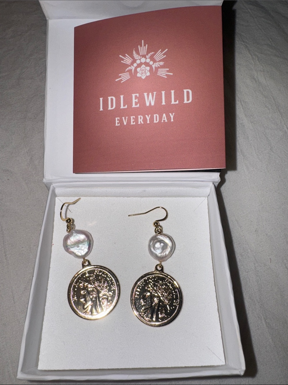 IDLEWILD EVERDAY Gold Coin and Baroque Pearl Dangle Earrings